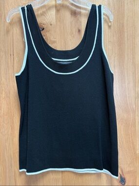 Josephine Chaus Black Tank with White Contrast Trim